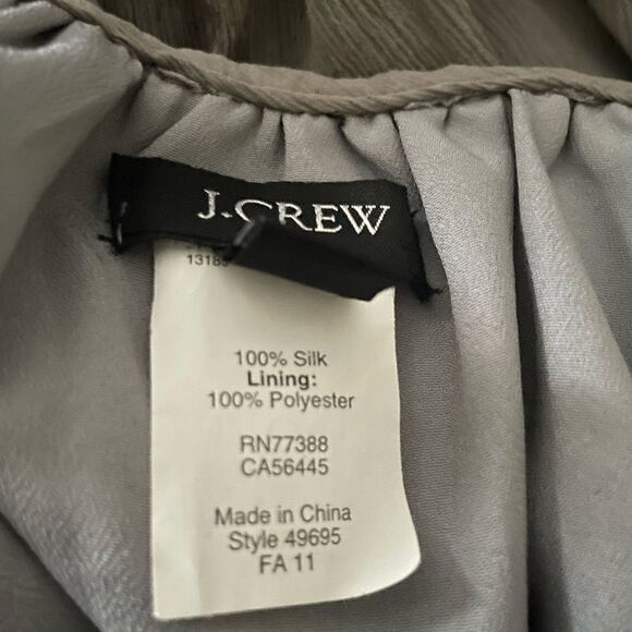 J Crew Women's 100% Silk Chiffon Grey  Long Sleeve Dress Size 6 - Picture 5 of 8